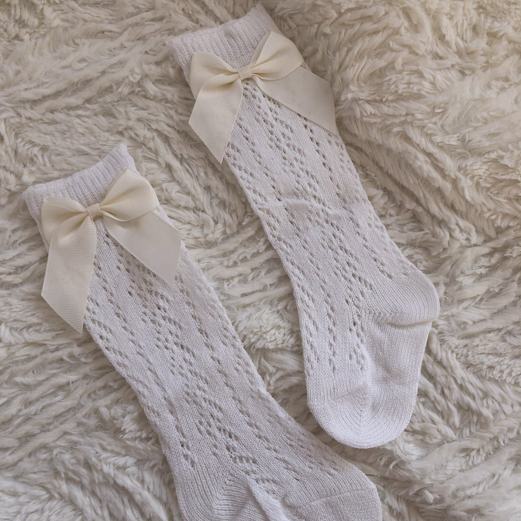 Jade Knee High Socks - White - SOFIA WITH LOVE