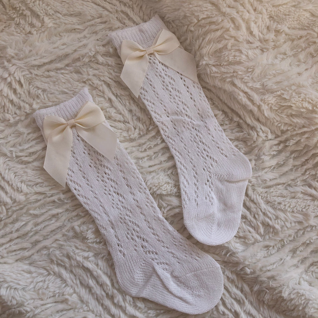 Jade Knee High Socks - White - SOFIA WITH LOVE