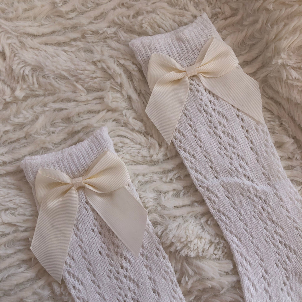 Jade Knee High Socks - White - SOFIA WITH LOVE