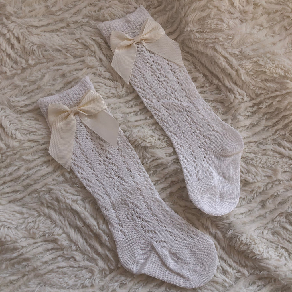 Jade Knee High Socks - White - SOFIA WITH LOVE